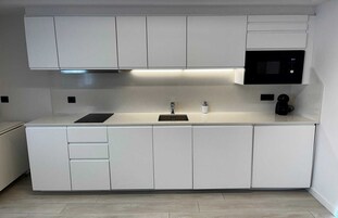 Estudio, varias camas | Cocina privada | Frigorífico grande, microondas, placa de cocina y lavavajillas