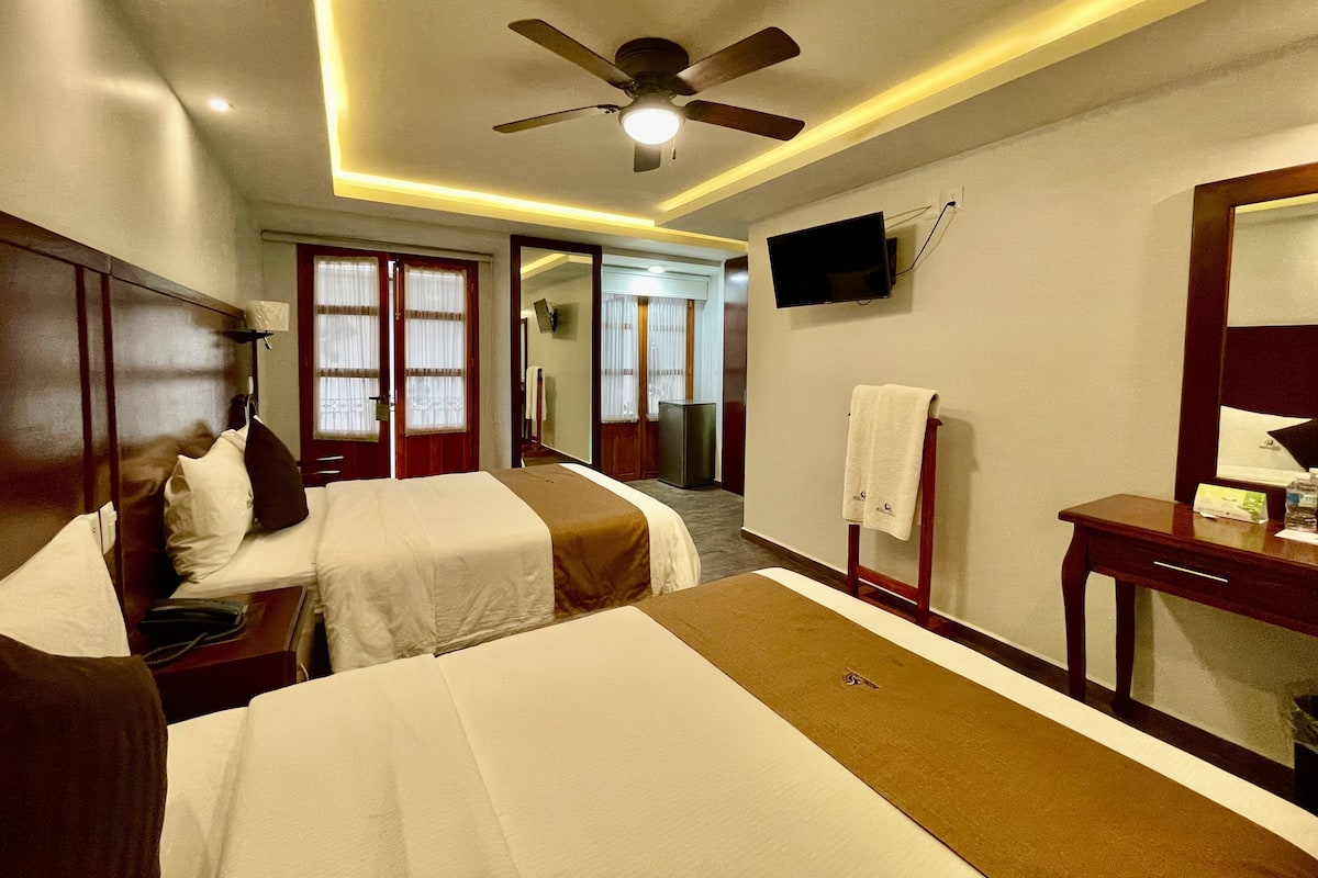 Luxury Double Room, 2 Double Beds | Premium bedding, desk, laptop workspace, blackout drapes