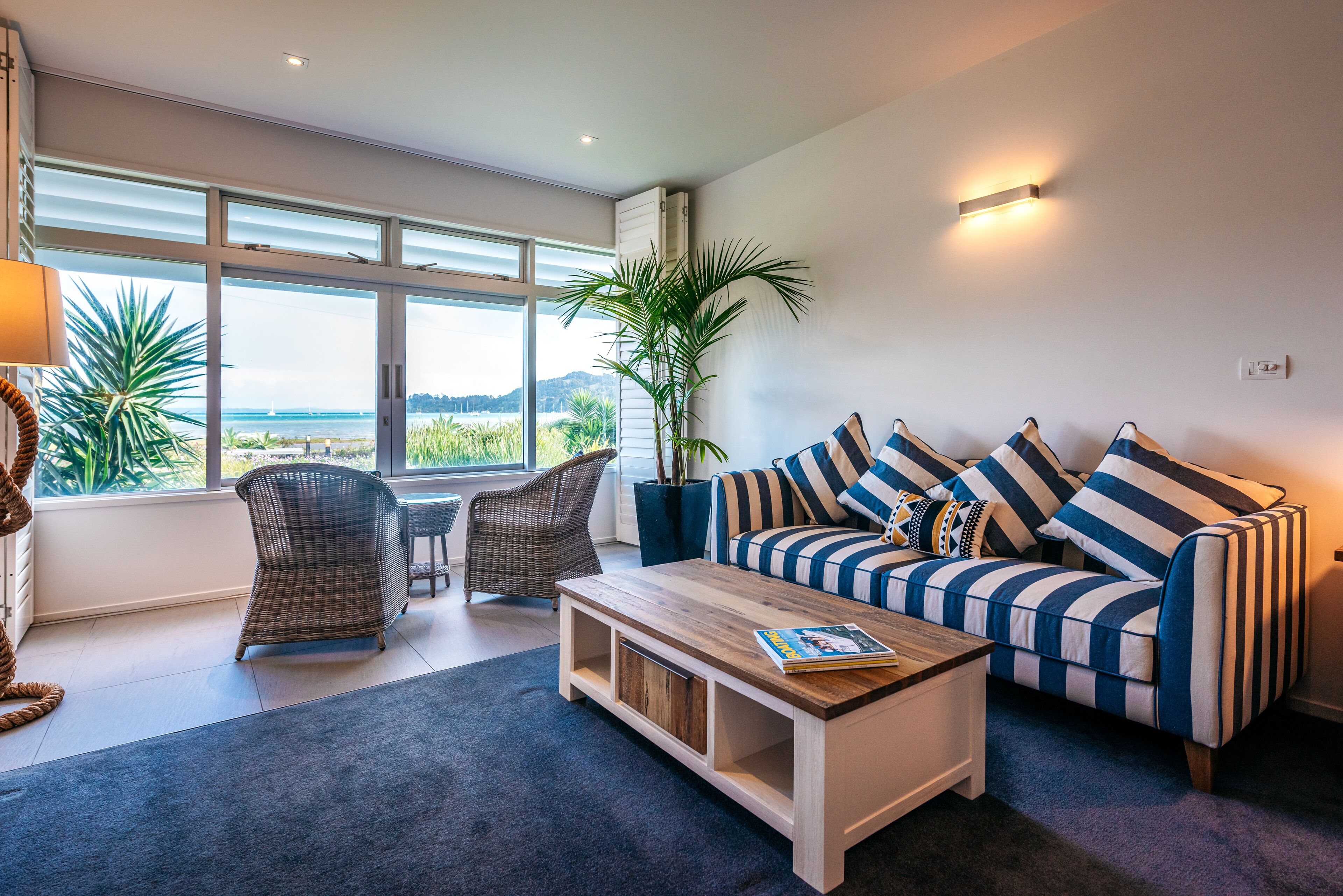 Luxury Studio Suite, 1 King Bed, Sea View | Living area | 49-inch Smart TV with satellite channels, TV, Netflix