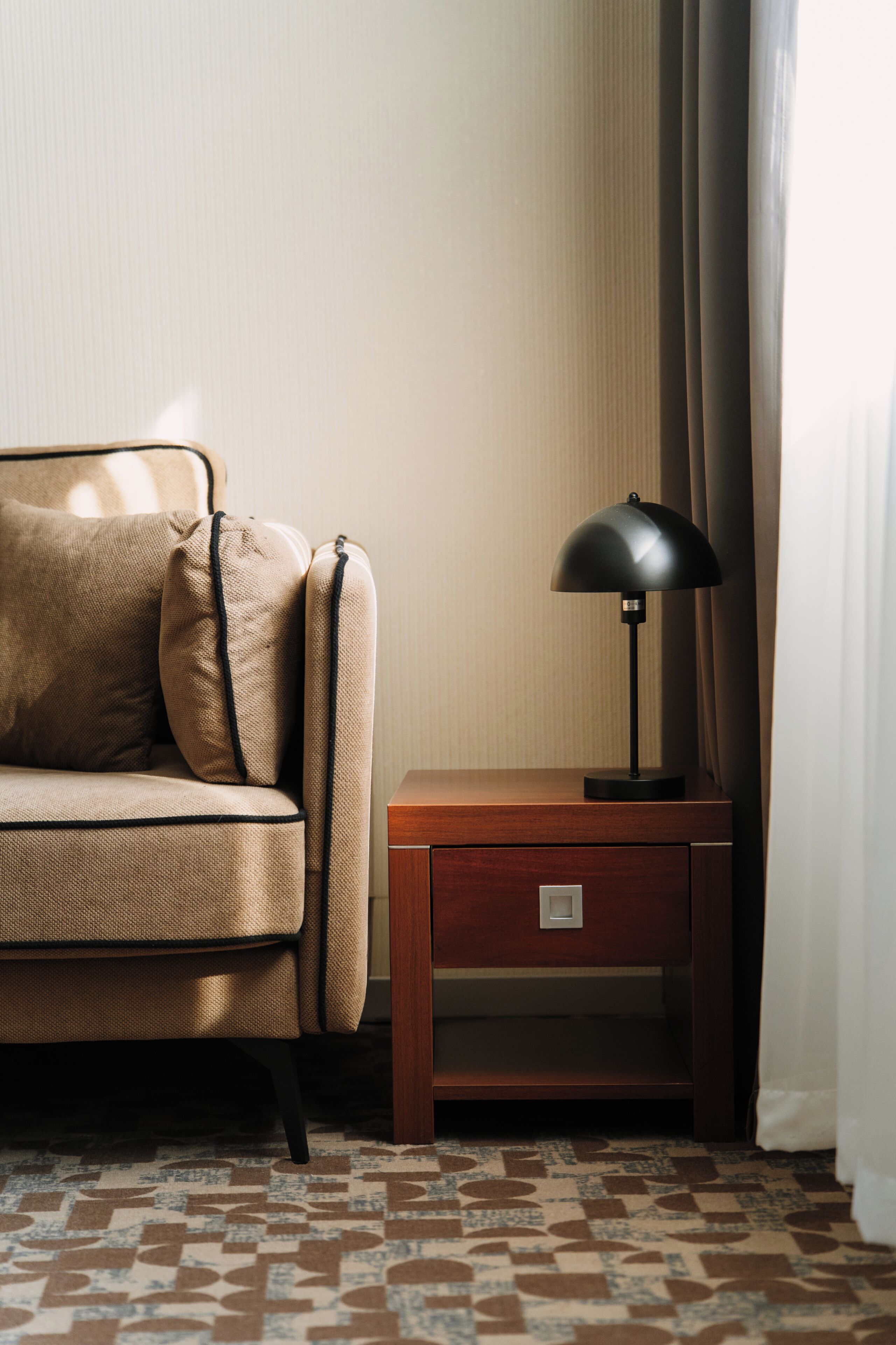 Apartment | Desk, laptop workspace, blackout drapes, iron/ironing board