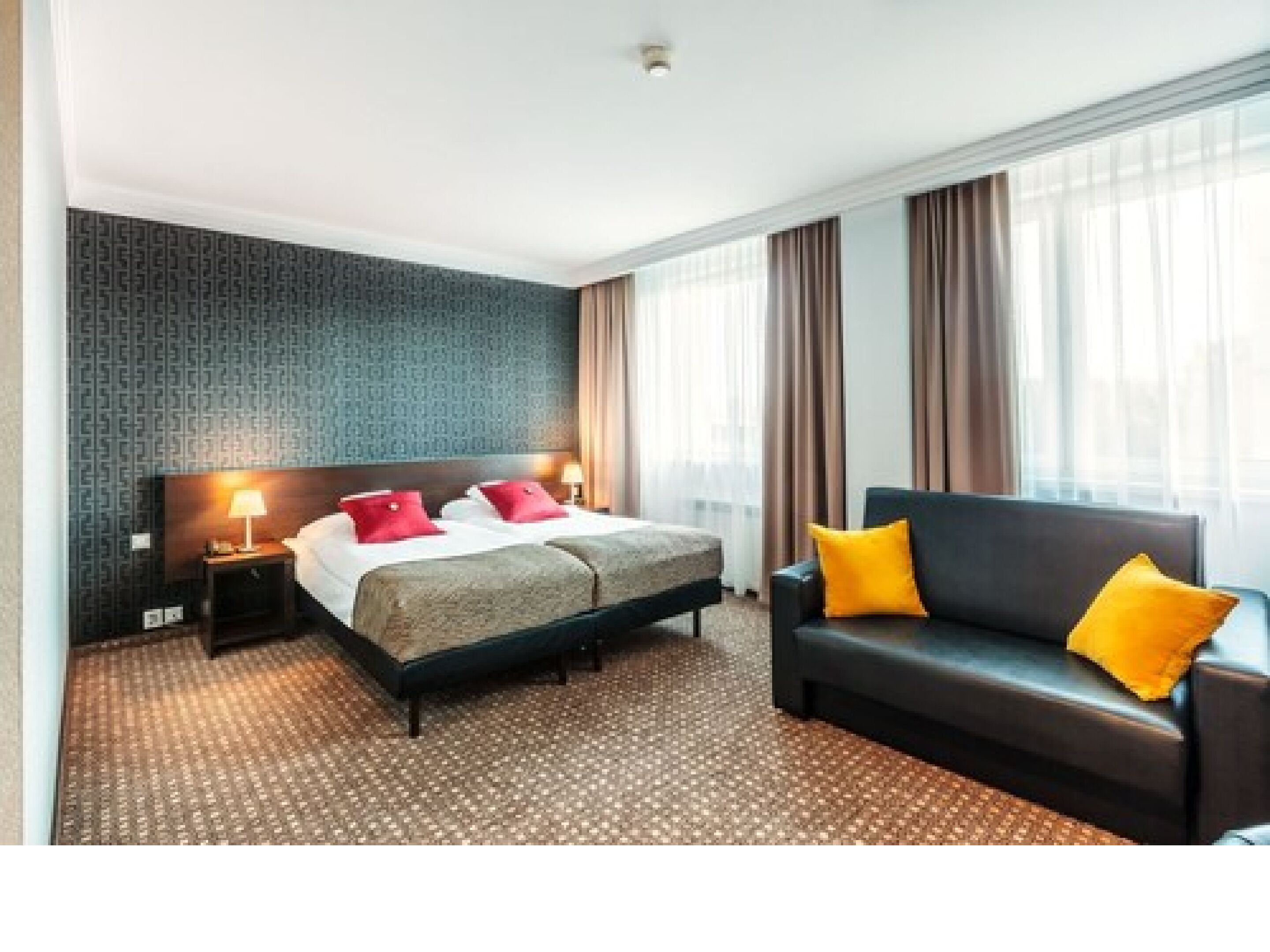 1 bedroom, desk, laptop workspace, blackout curtains