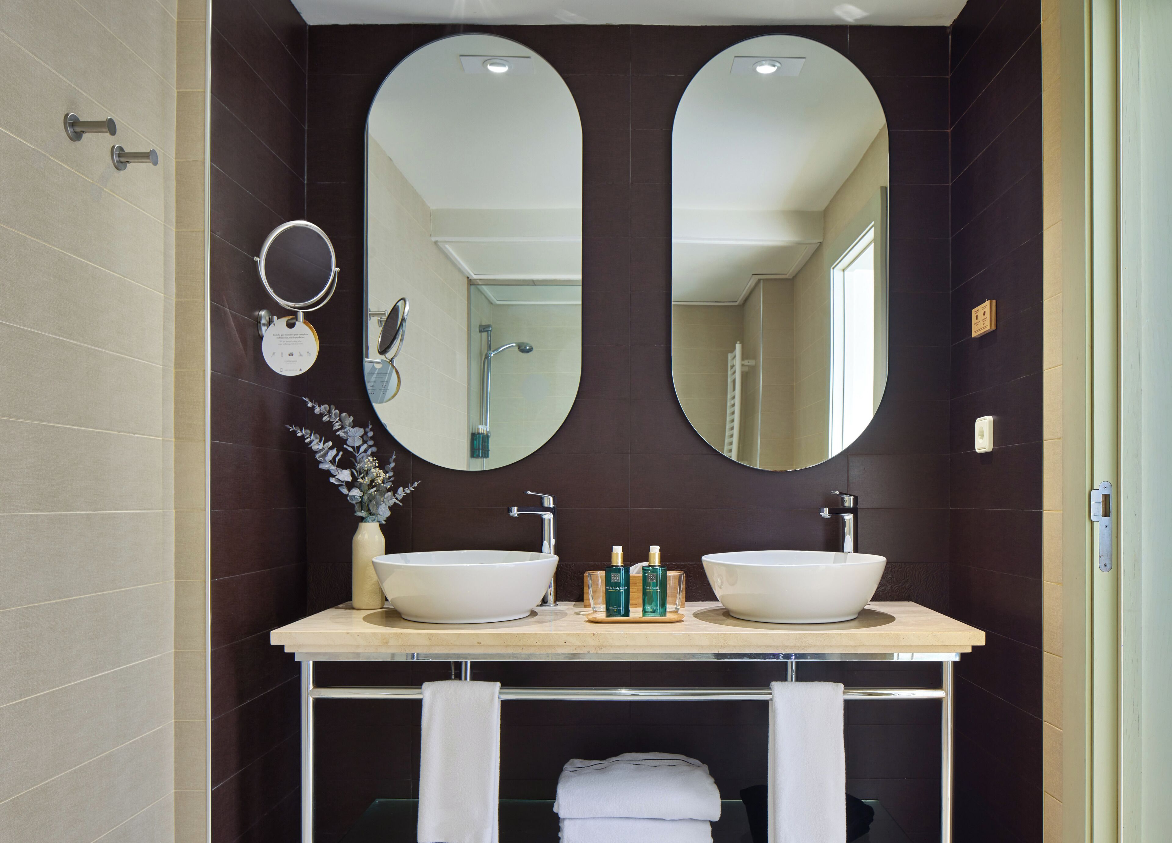 eco-friendly toiletries, hair dryer, bidet, towels