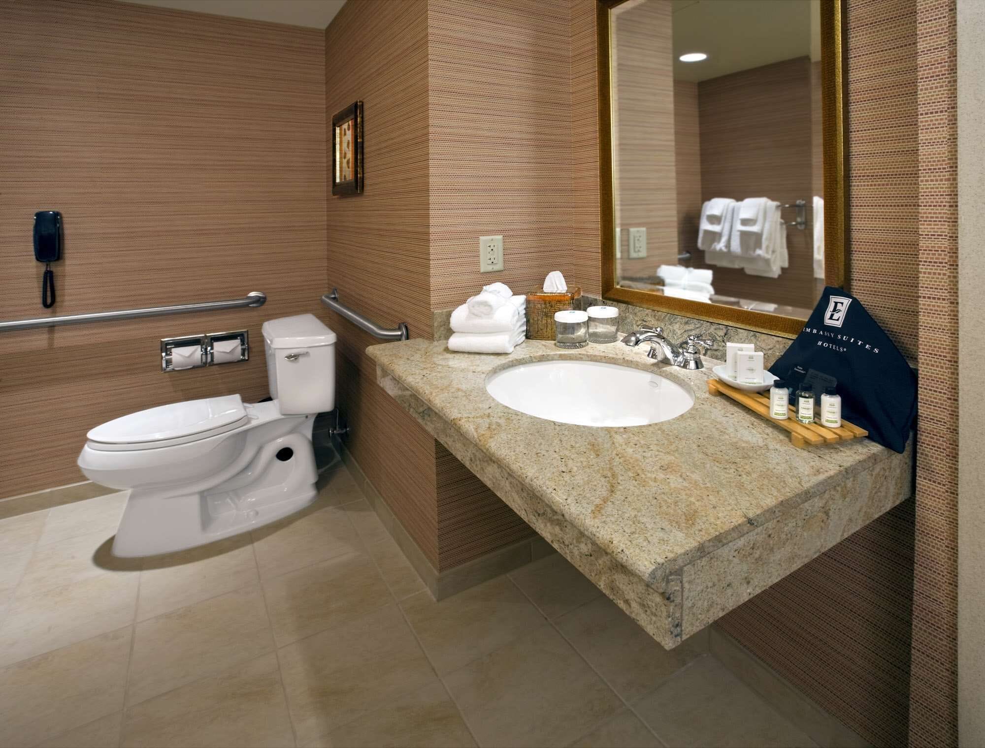 combined shower/bathtub, free toiletries, hair dryer, towels