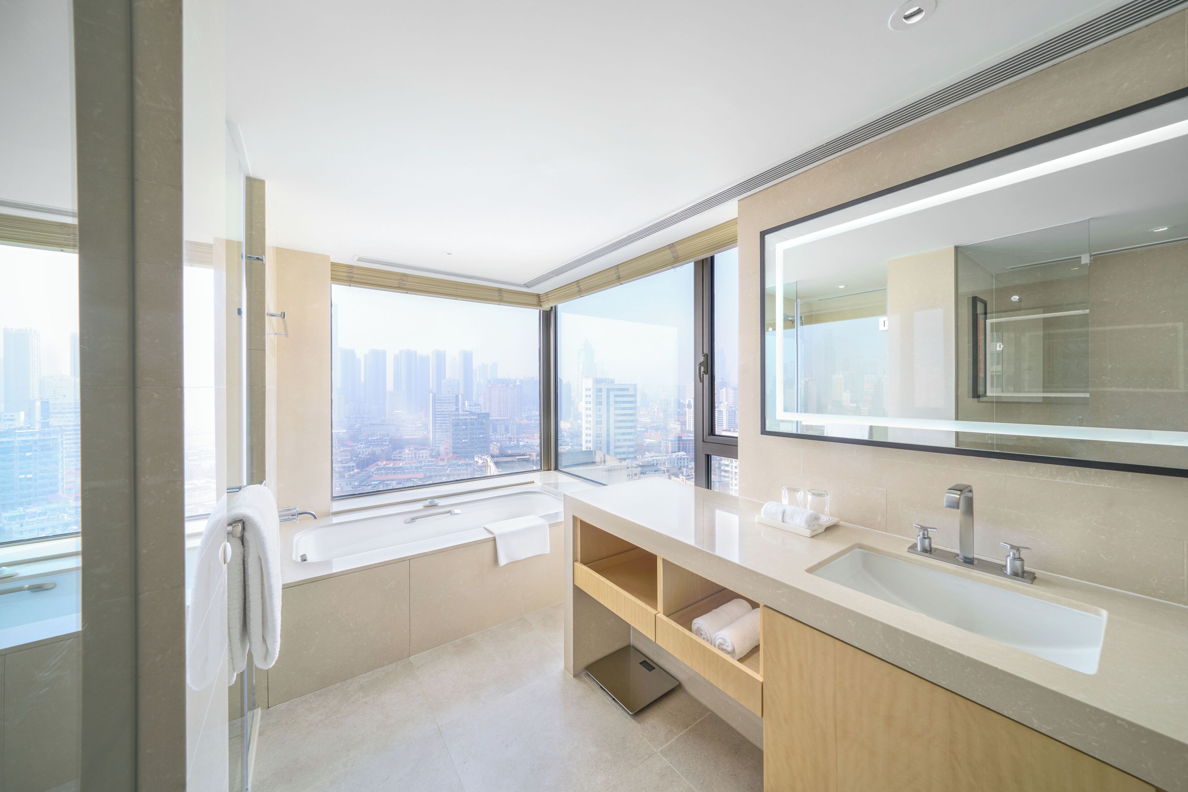 continental superior king | bathroom | hair dryer, bathrobes, slippers, towels