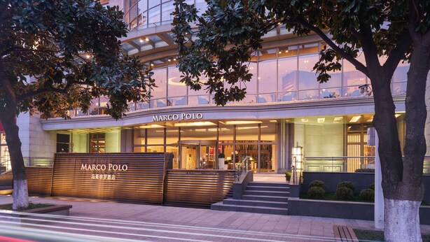 A modern building with a prominent entrance labeled "Marco Polo." - Marco Polo Wuhan (Wuhan)