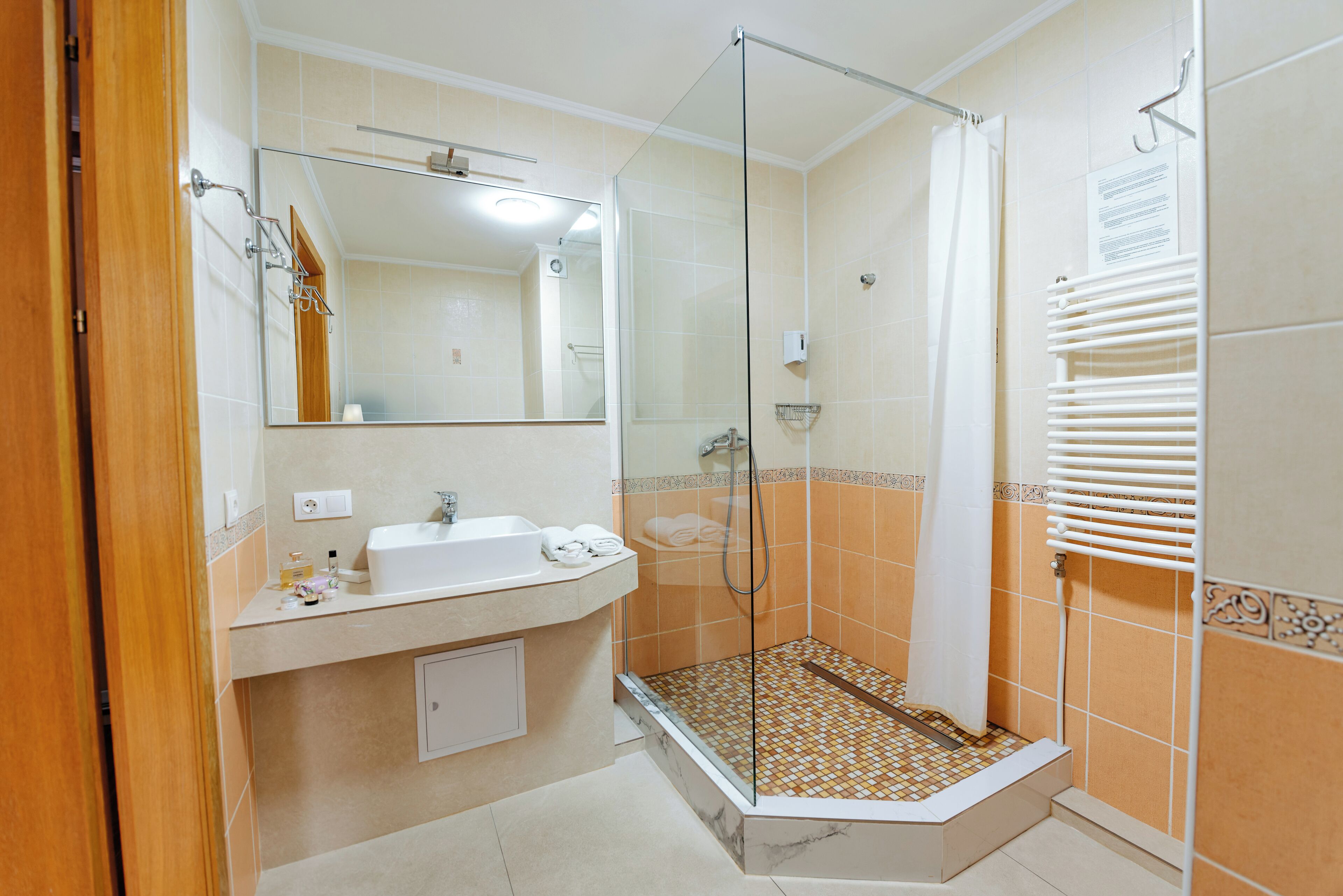 shower, free toiletries, hair dryer, slippers