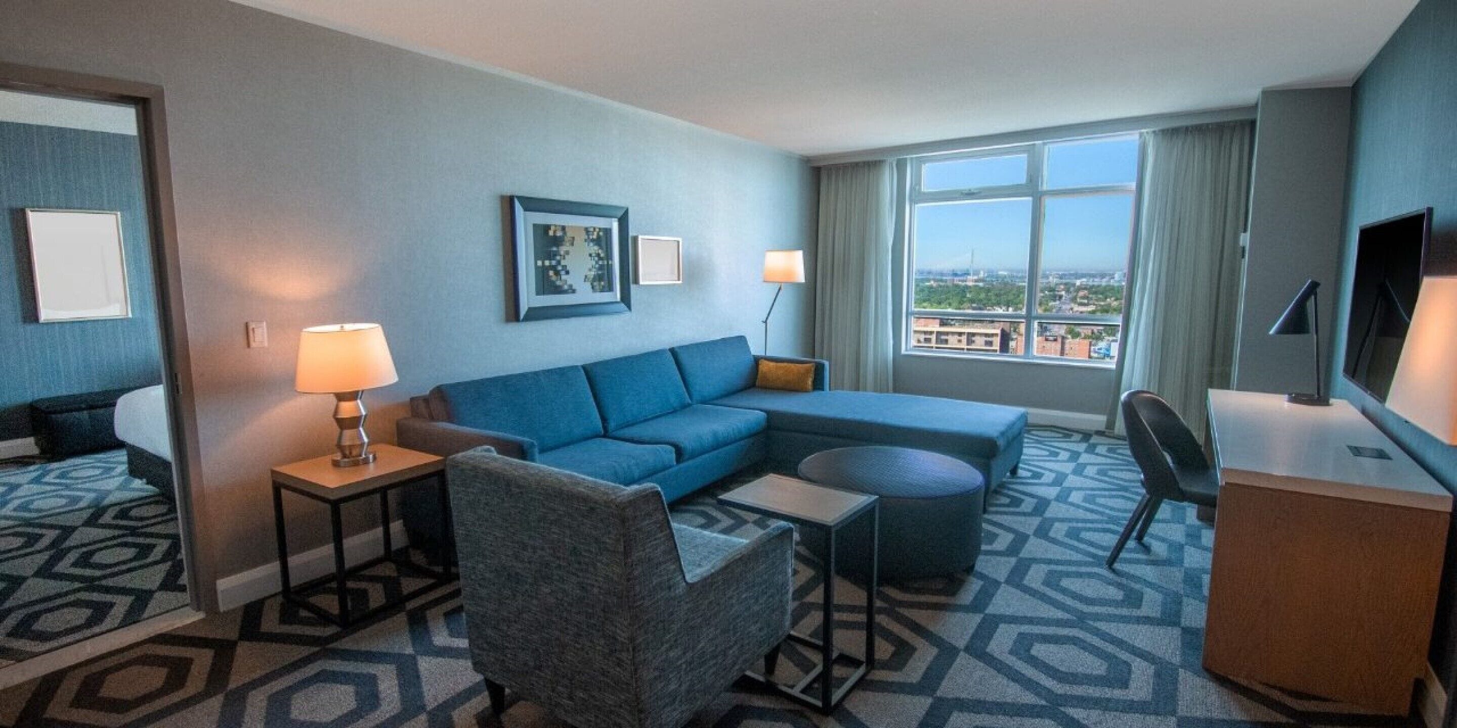 augustus tower , deluxe suite 2 bed | premium bedding, pillow-top beds, in-room safe, desk