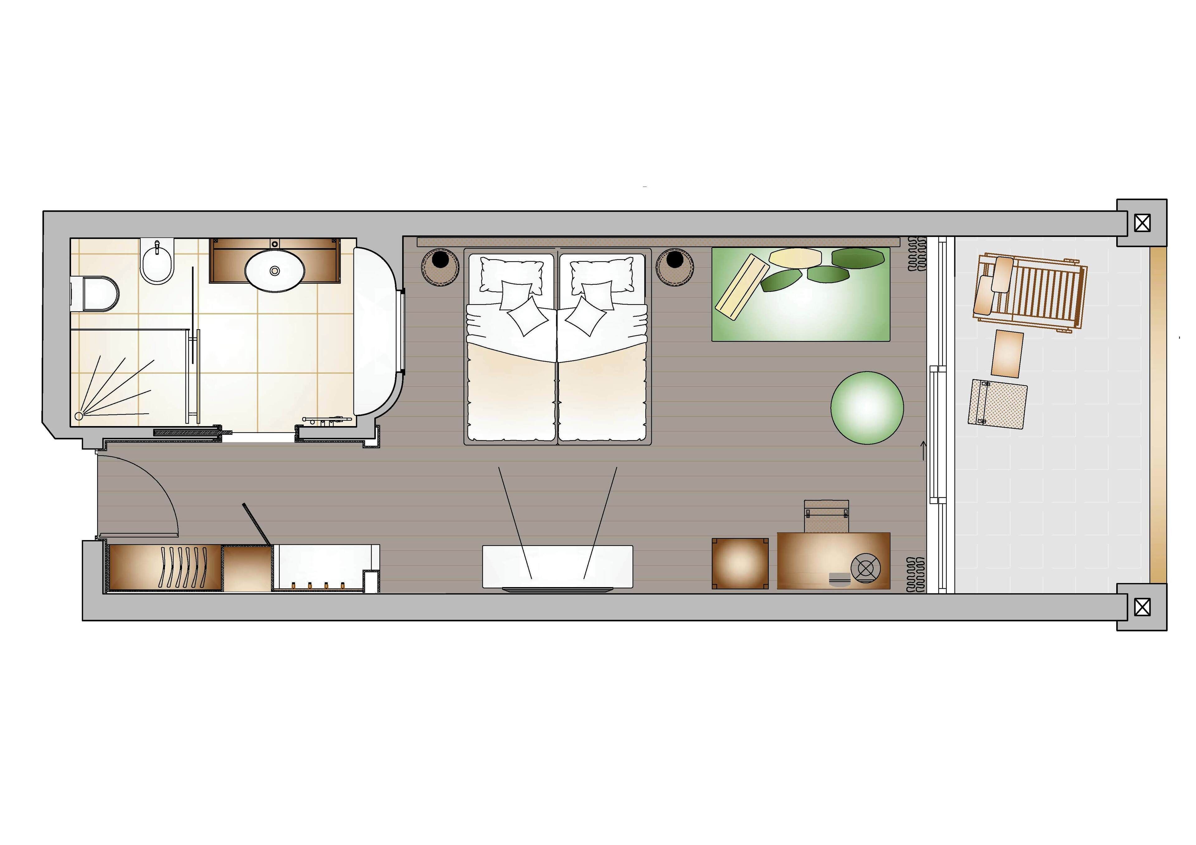 superior double or twin room (spa access) | floor plan