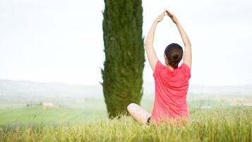 Guests can enjoy serene outdoor spaces with scenic views.