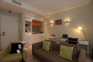 Leilighet, 1 soverom | Eget tekjøkken | Kjøleskap, kaffetrakter/tekoker og vannkoker