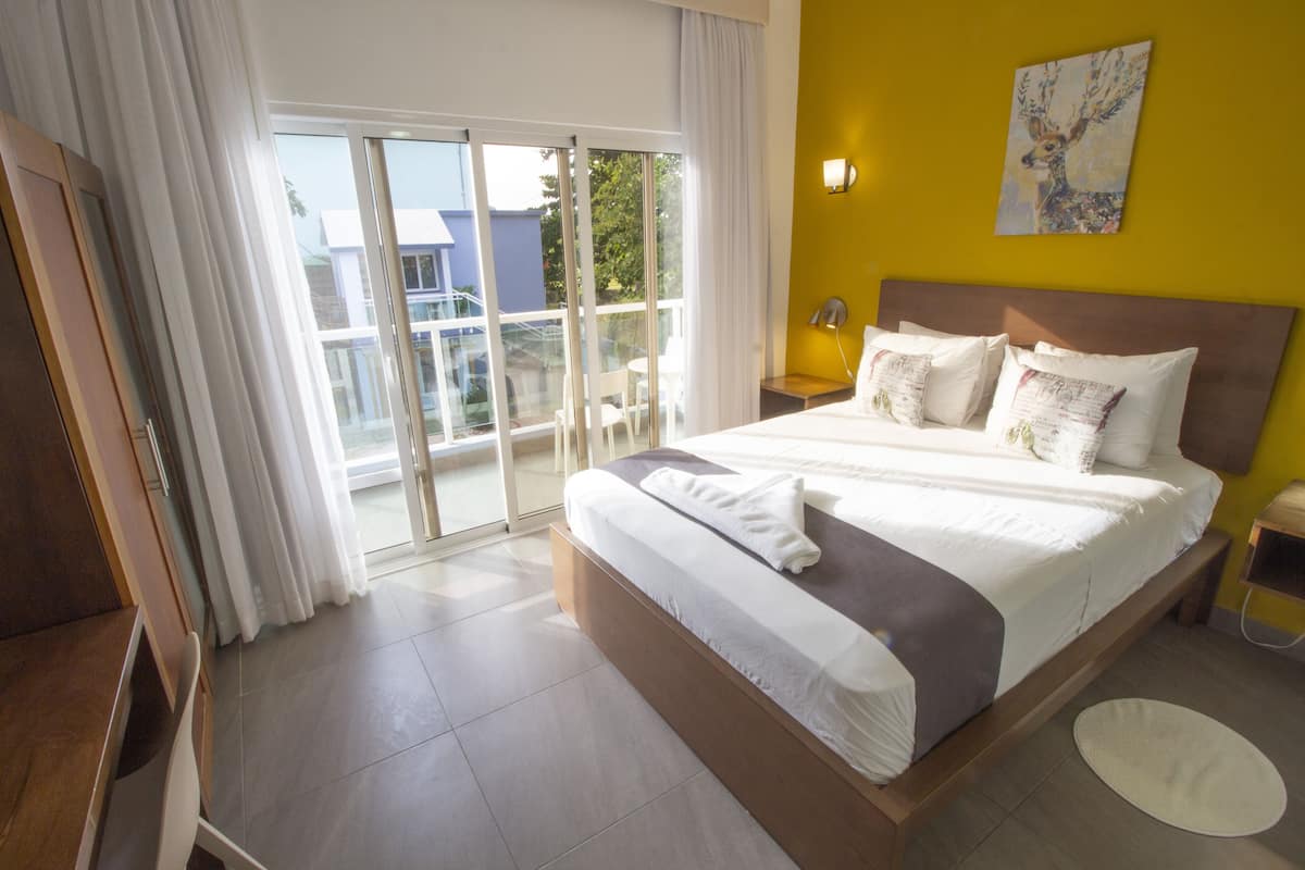 comfort double room, 1 queen bed, balcony, poolside | 1 bedroom, minibar, in-room safe, individually decorated
