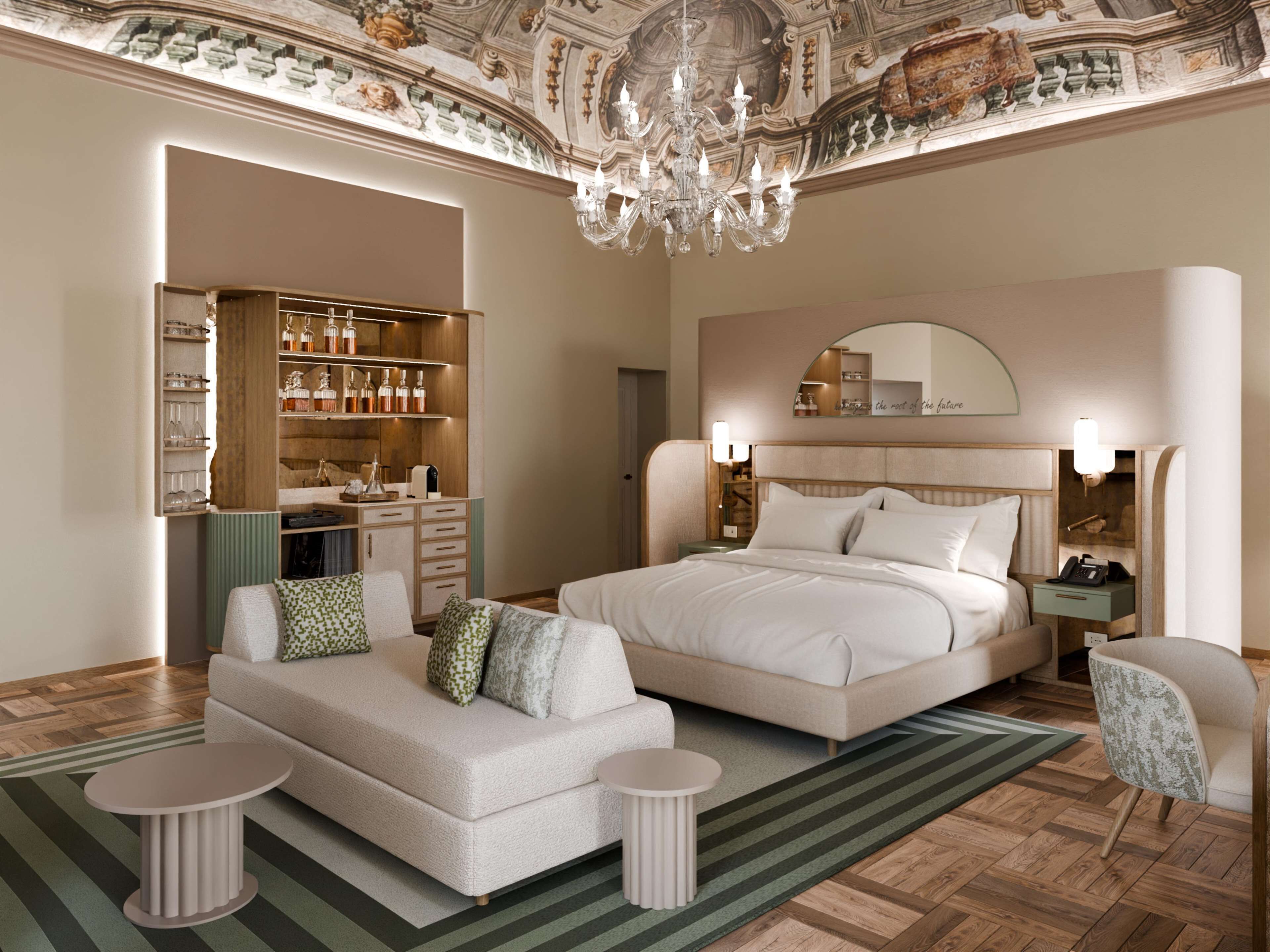 ملاءات للفراش لا تسبب الحساسية وميني بار وخزنة داخل الغرفة ومكتب