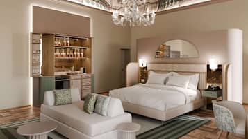 ملاءات للفراش لا تسبب الحساسية وميني بار وخزنة داخل الغرفة ومكتب