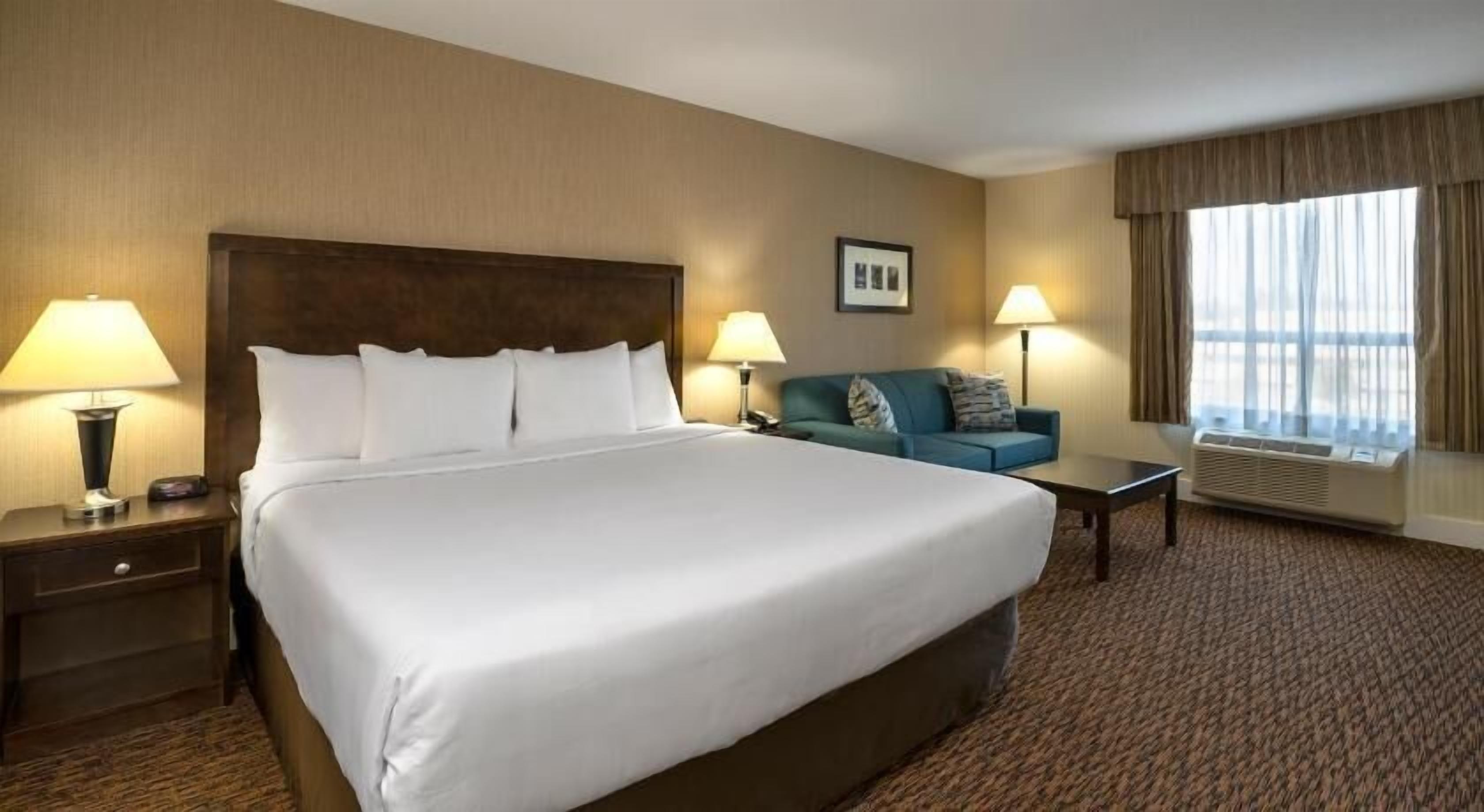 Premium bedding, pillowtop beds, desk, laptop workspace