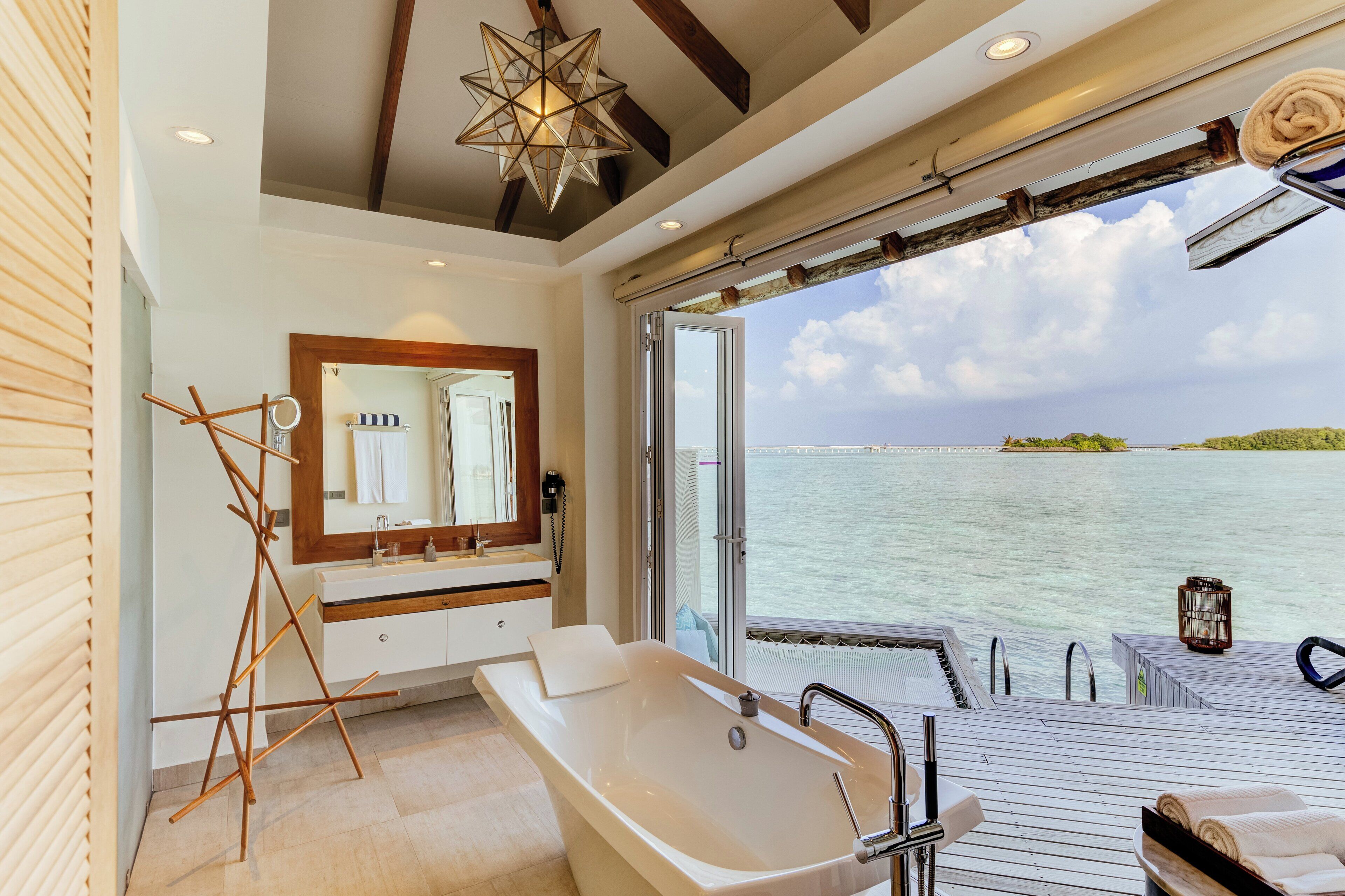 suite, overwater | bathroom | free toiletries, hair dryer, slippers, towels