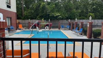 Outdoor pool, sun loungers