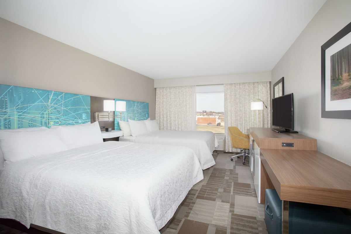 Two queen room nonsmoking | Pillow-top beds, in-room safe, desk, laptop workspace