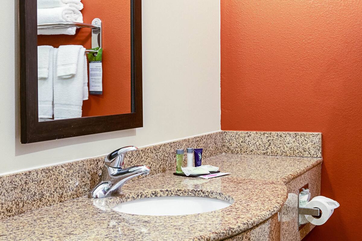 free toiletries, hair dryer, towels