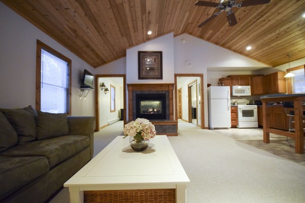 One Bedroom w/ 1 King Bed (Pets not allowed) | Living area | 50-inch TV with digital channels