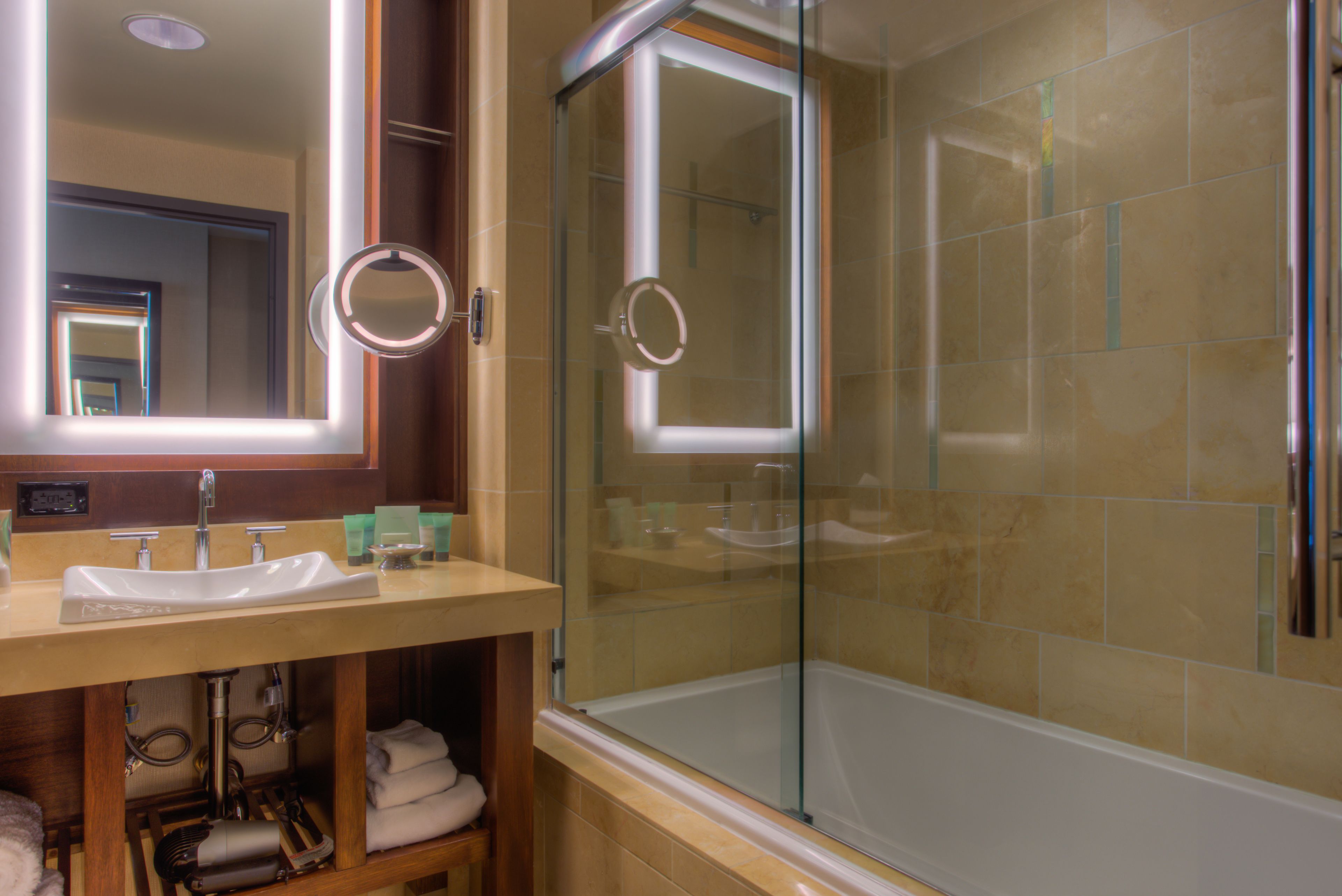 free toiletries, hair dryer, towels