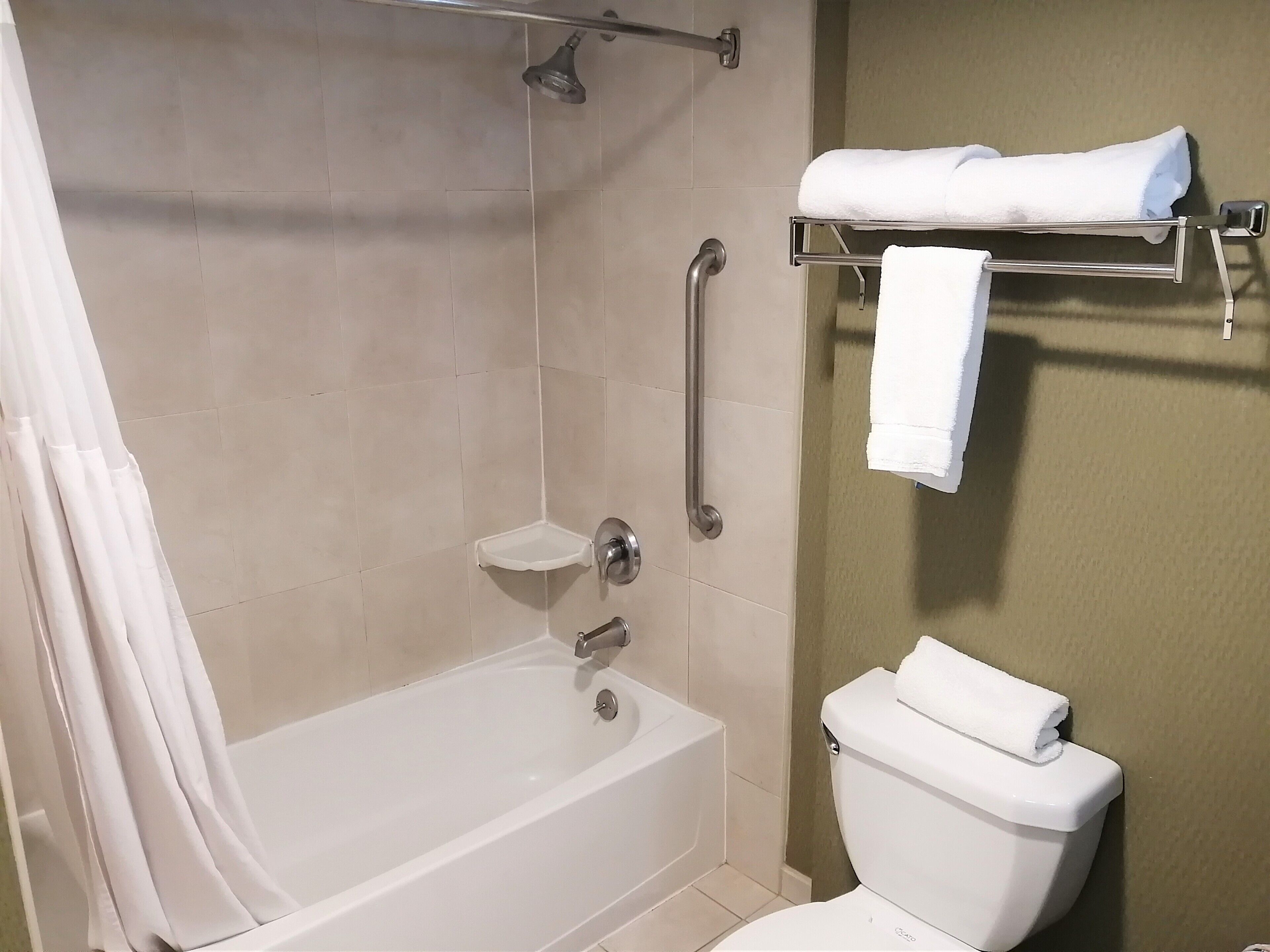 suite, 2 queen beds | bathroom | shower, hair dryer, towels