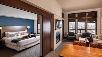 Flat-screen TV, fireplace, DVD player, heated floors