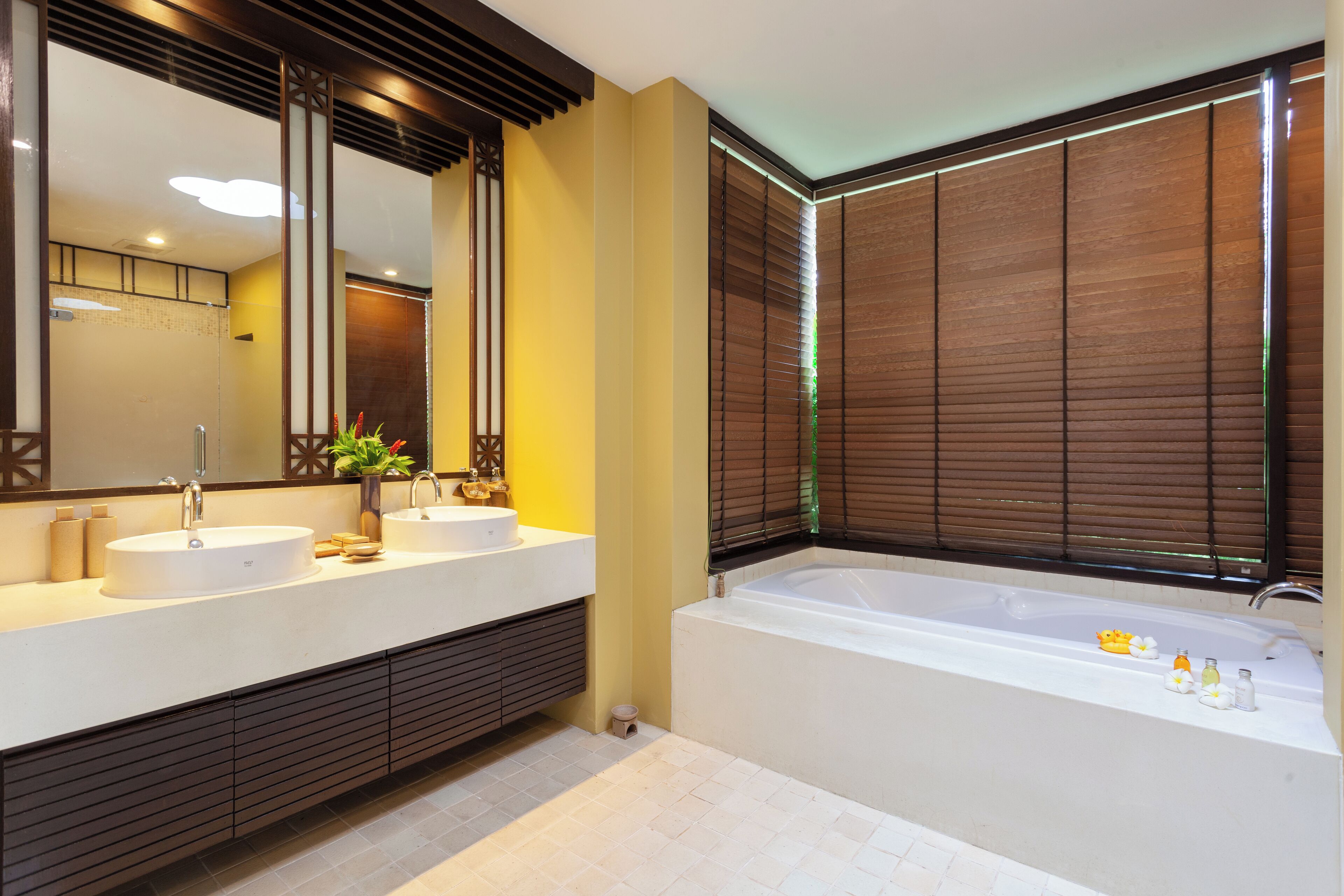 villa, beachfront | bathroom | separate bathtub and shower, rainfall showerhead, free toiletries