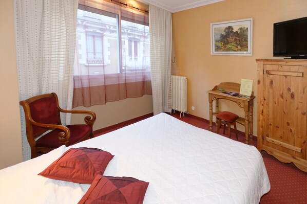 Desk, blackout curtains, soundproofing, iron/ironing board