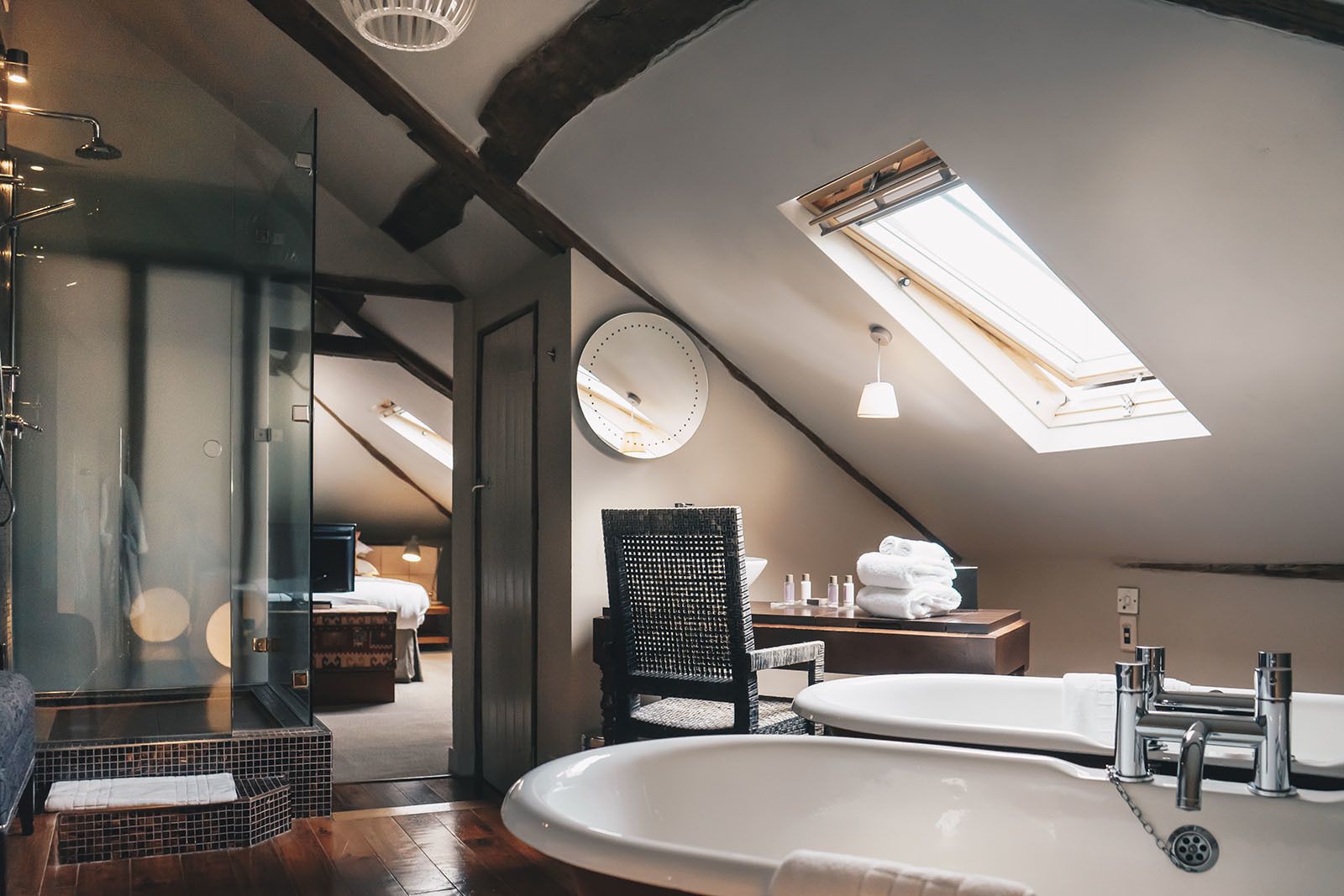 luxury loft, 1 king bed | bathroom | free toiletries, hair dryer, towels