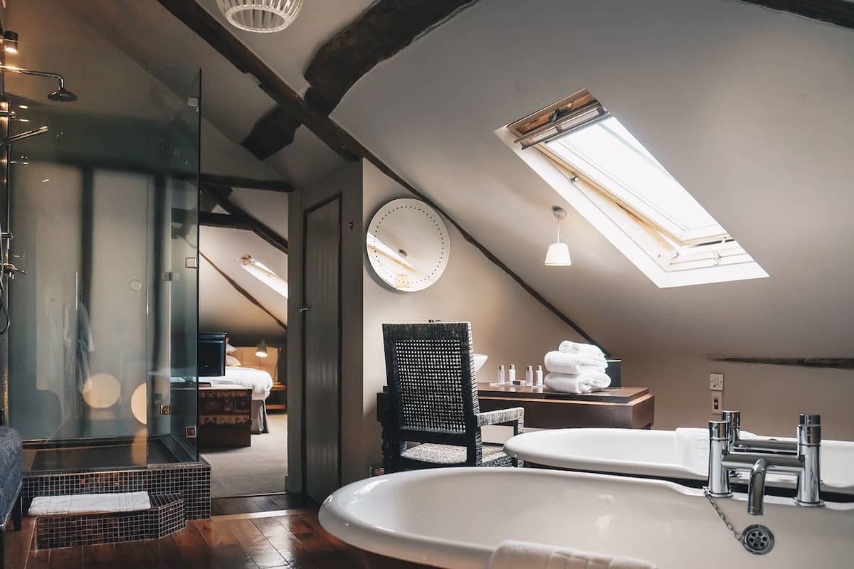 luxury loft, 1 king bed | bathroom | free toiletries, hair dryer, towels