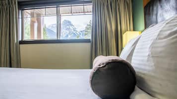 Premium bedding, desk, blackout drapes, iron/ironing board
