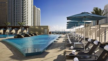2 outdoor pools, open 8:00 AM to 7:00 PM, cabanas (surcharge)
