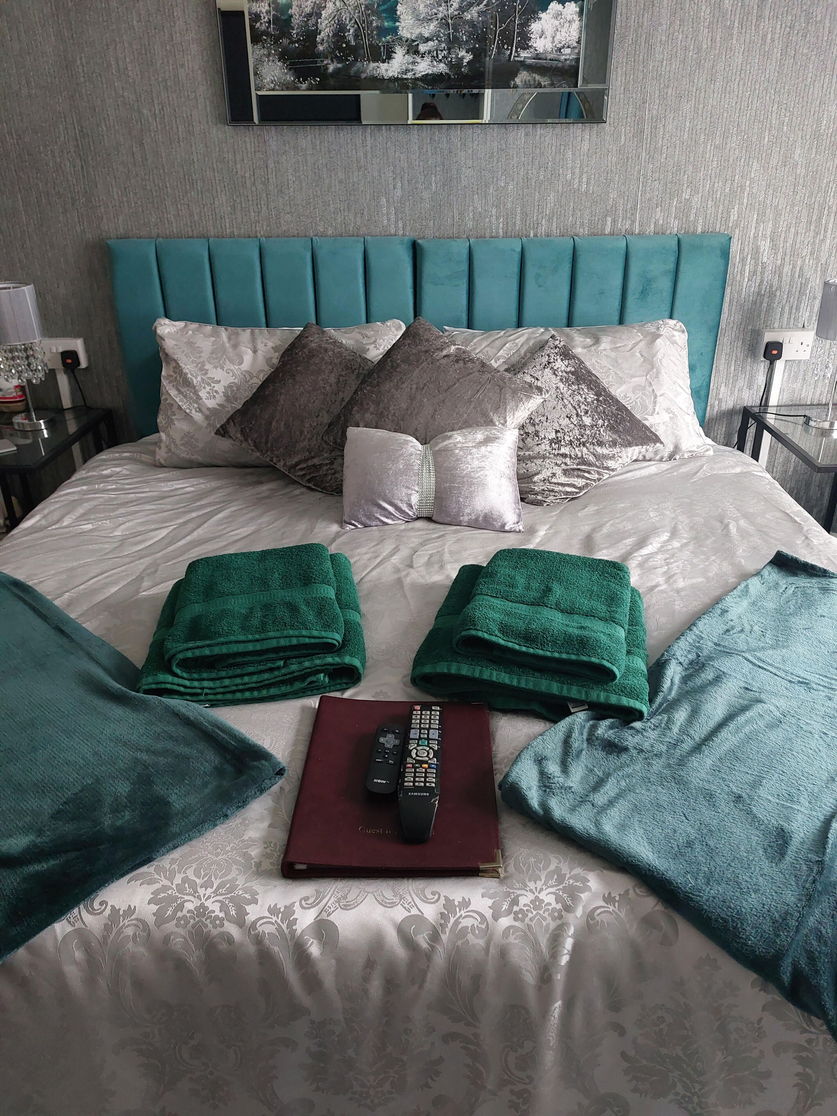 room 3 | laptop workspace, blackout curtains, iron/ironing board, travel cot