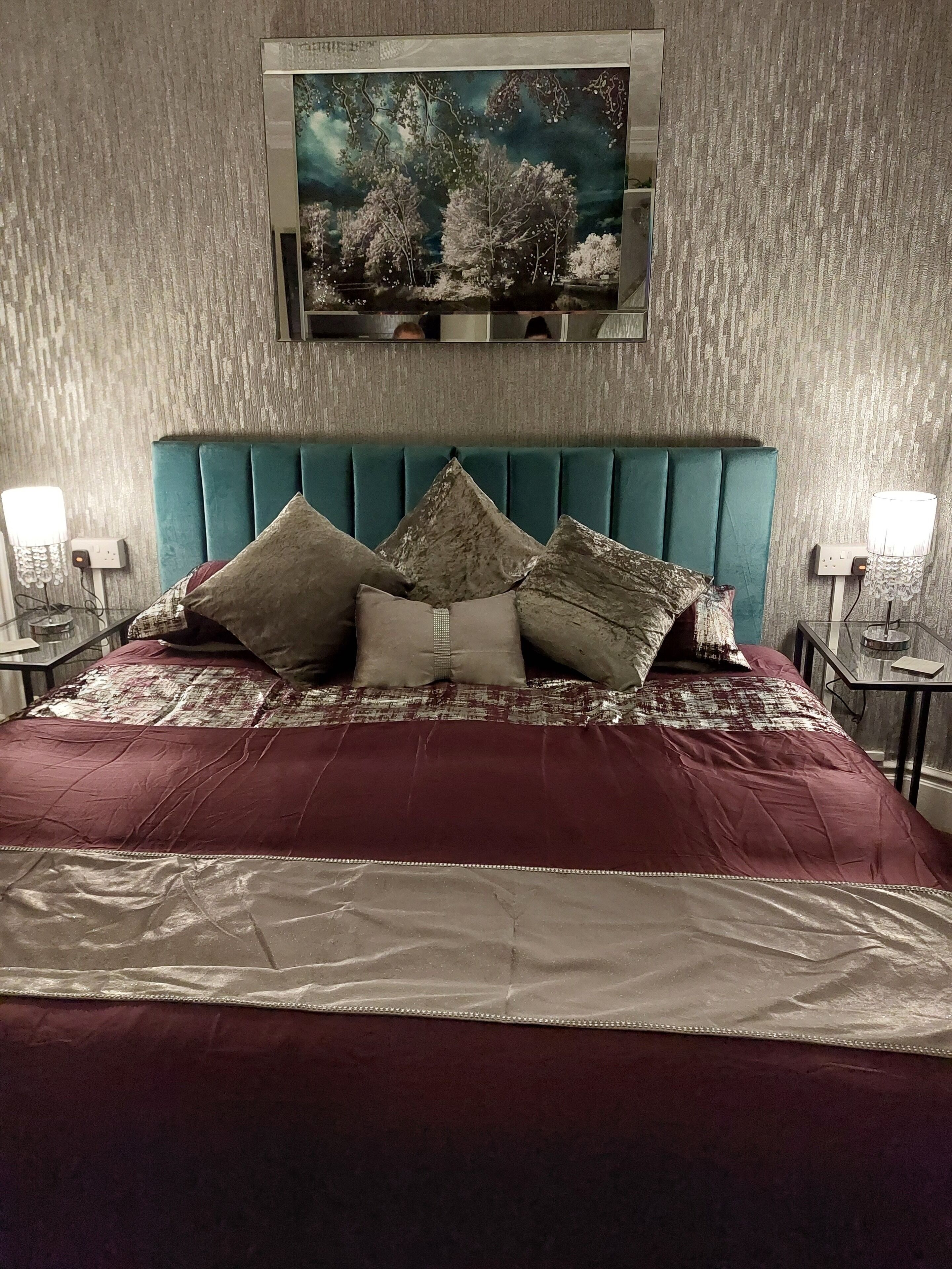 room 3 | laptop workspace, blackout curtains, iron/ironing board, travel cot