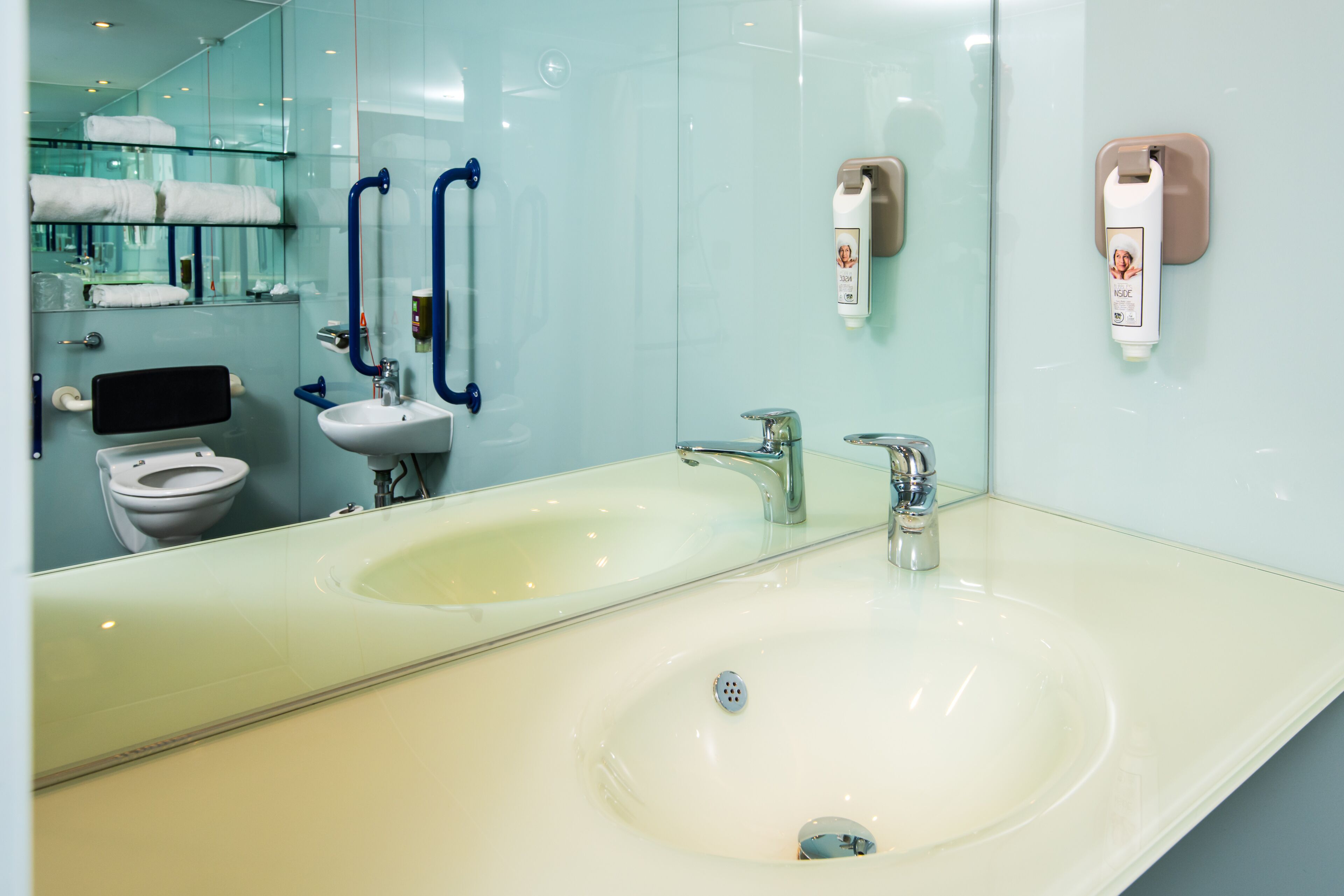 shower, eco-friendly toiletries, hair dryer, towels