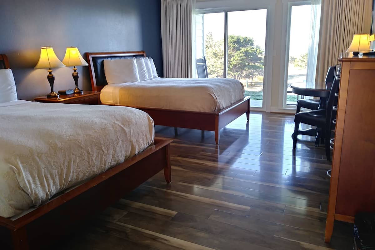 deluxe room, 2 queen beds, oceanfront (lower level) | iron/ironing board, free wifi, bed sheets