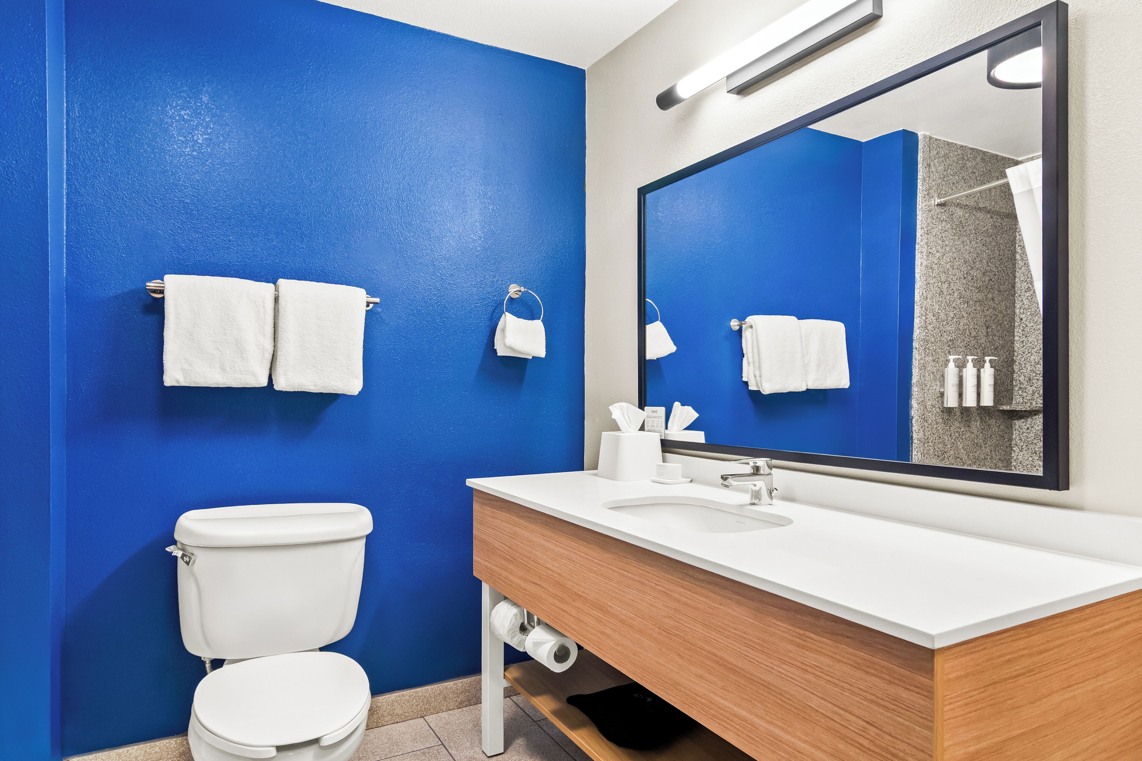 Free toiletries, hair dryer, towels