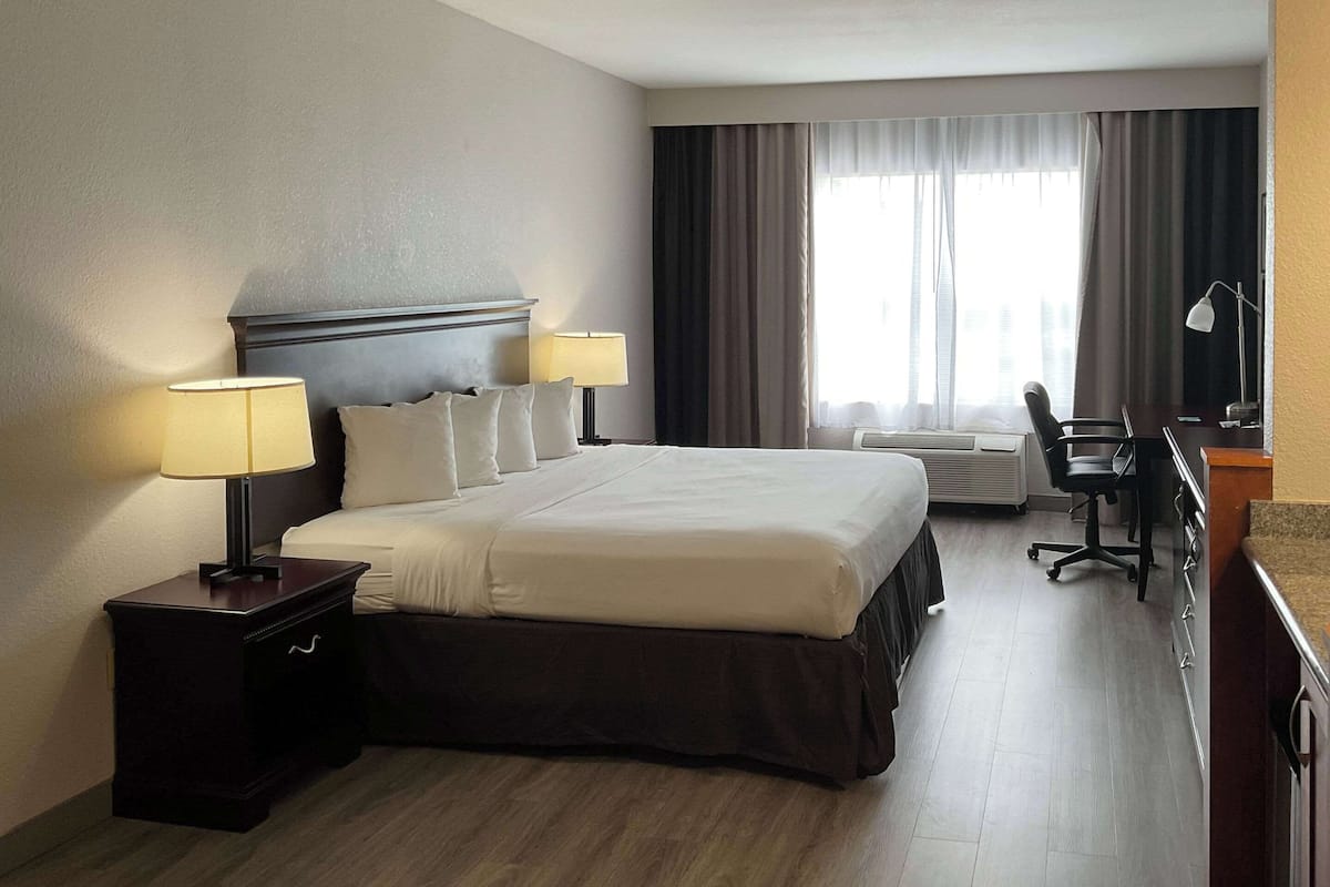 Suite, 1 King Bed, Non Smoking | 1 bedroom, desk, iron/ironing board, free cribs/infant beds