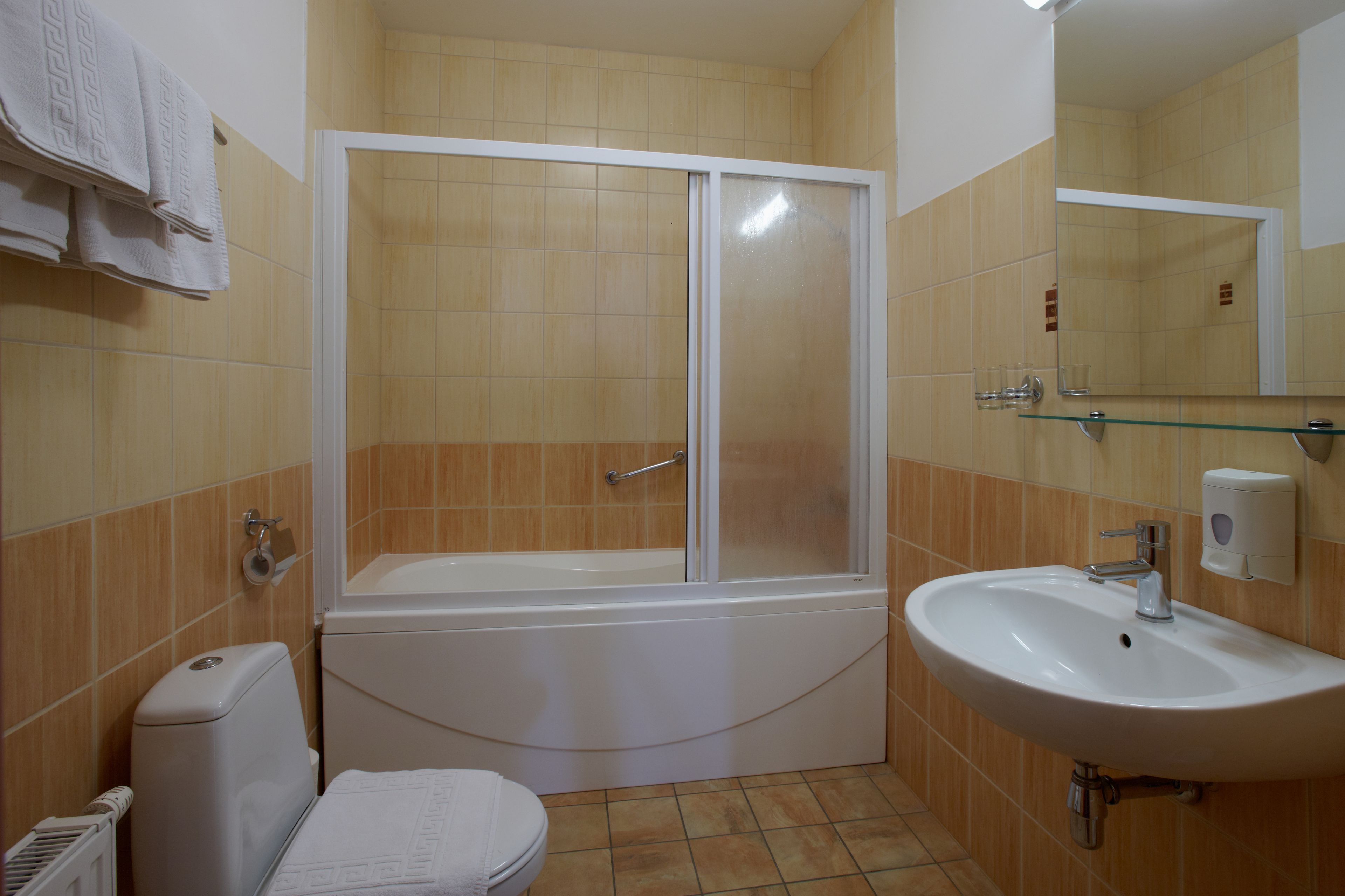 superior double or twin room | bathroom | hair dryer, towels