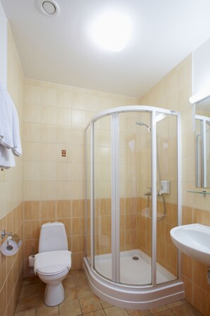 Kamer, 1 twee- of 2 eenpersoonsbedden | Badkamer | Een haardroger, handdoeken