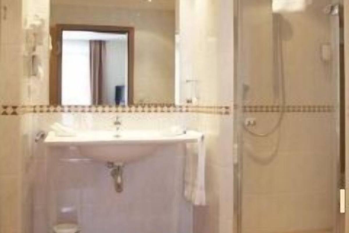 comfort single room, 1 king bed | bathroom | shower, free toiletries, hair dryer, towels