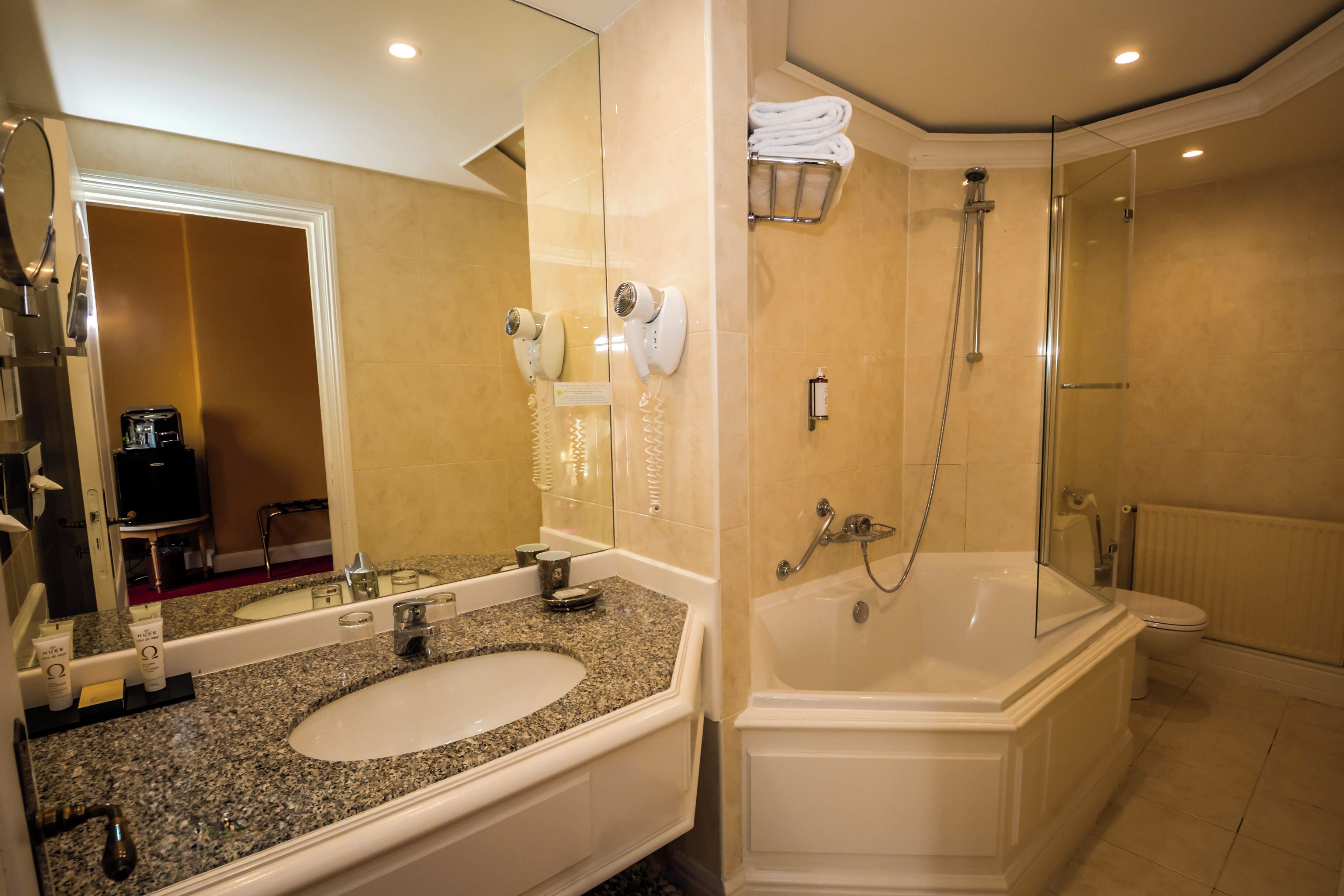 superior double room | bathroom | designer toiletries, hair dryer, bathrobes, slippers
