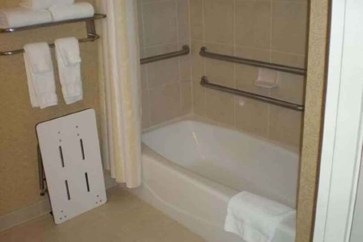 Bathroom | Designer toiletries, hair dryer, towels