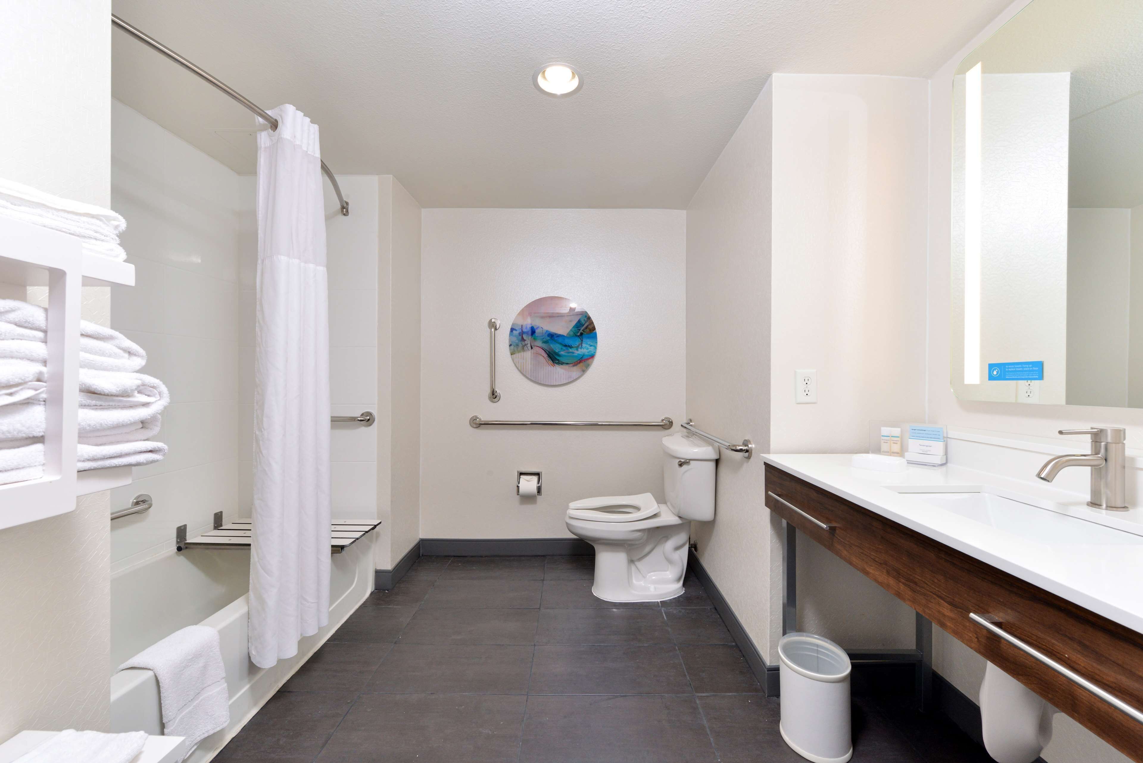 studio, 1 king bed, accessible, bathtub (mobility & hearing) | bathroom | free toiletries, hair dryer, bathrobes, towels