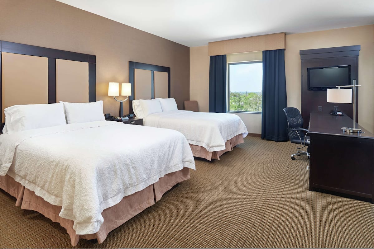 Studio, 2 Queen Beds, Accessible (Hearing) | In-room safe, desk, laptop workspace, blackout drapes