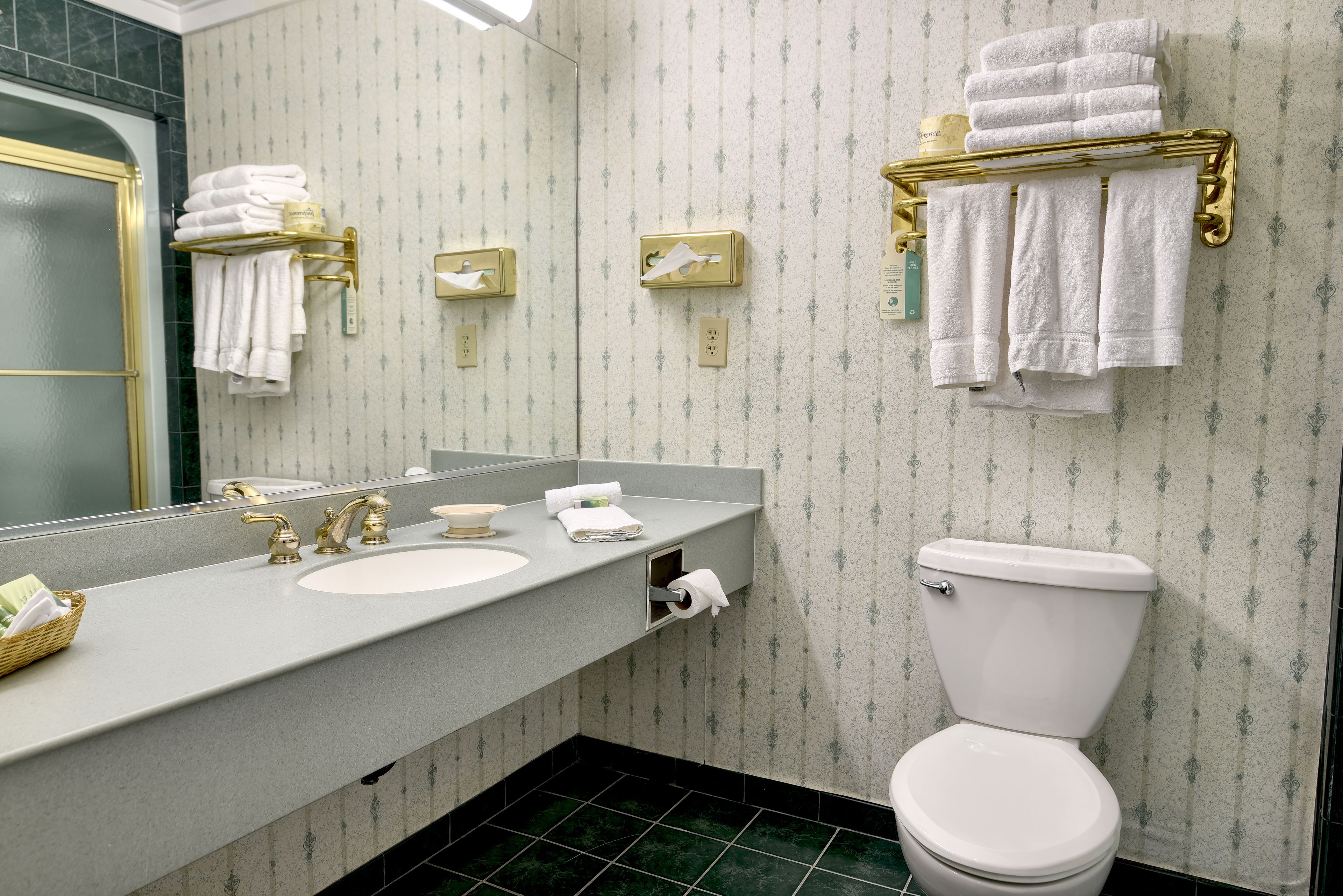 A bathroom with a sink, mirror, towel rack, and toilet.