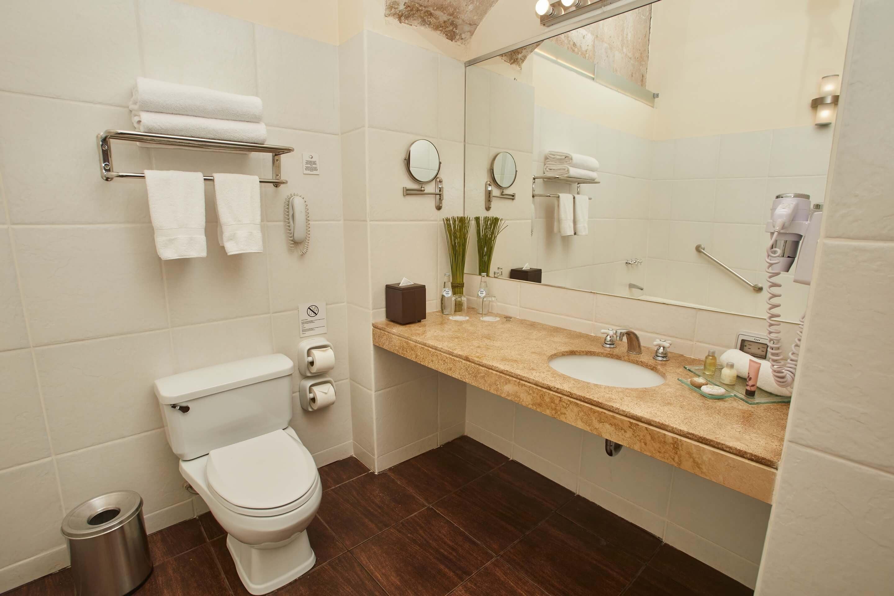 superior suite, 1 king bed | bathroom | free toiletries, hair dryer, bathrobes, towels