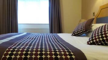 Desk, laptop workspace, free WiFi, bed sheets