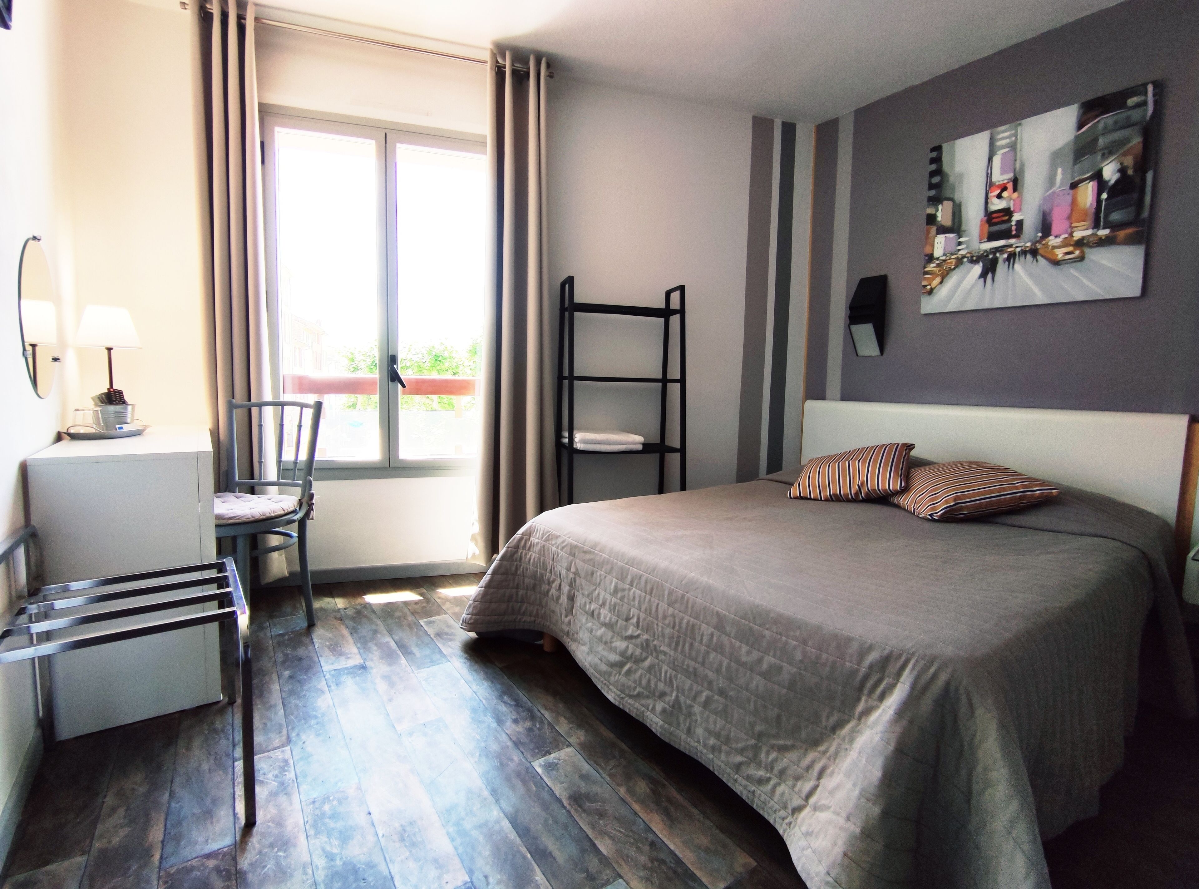 desk, blackout curtains, soundproofing, iron/ironing board