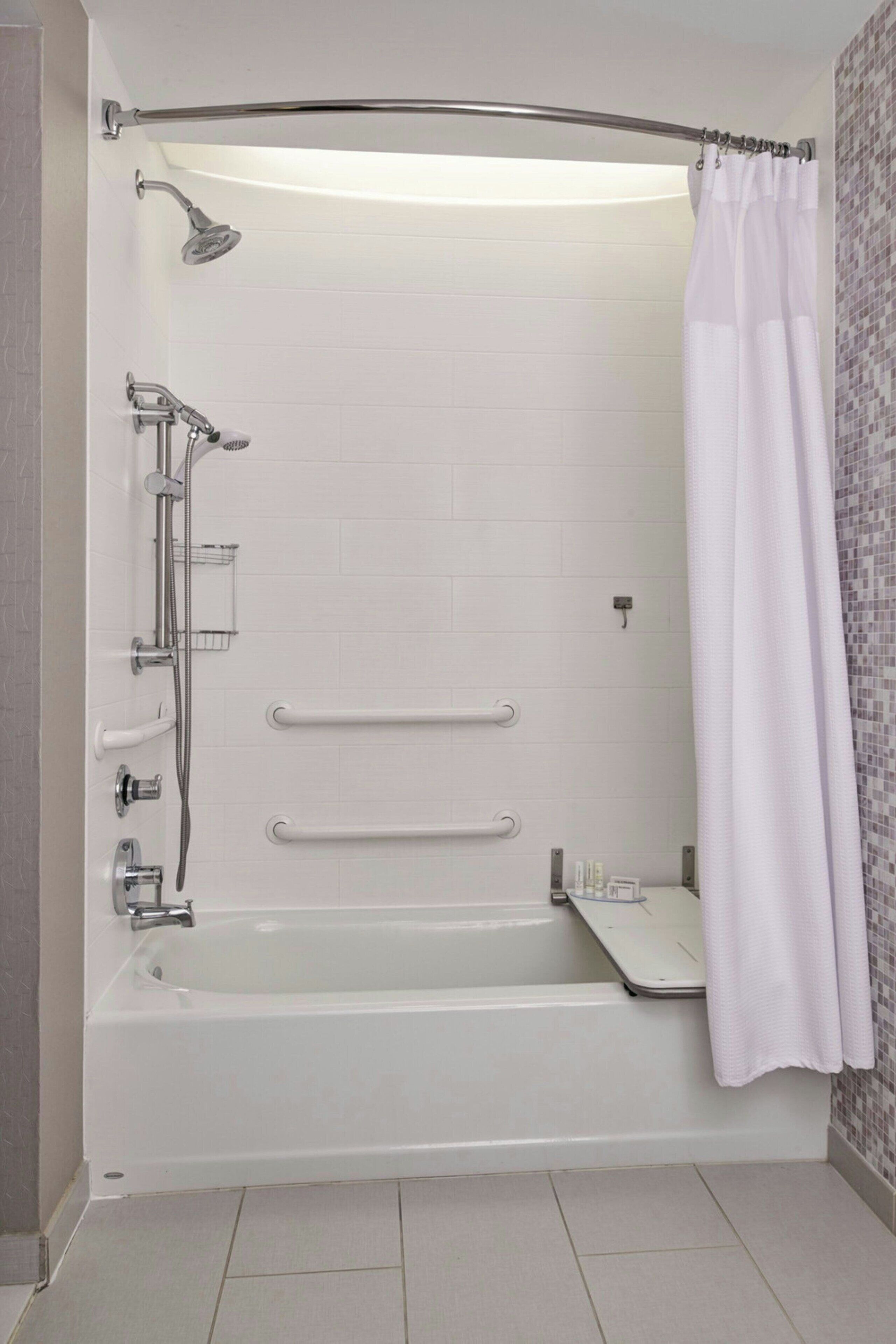 desk, laptop workspace, blackout curtains, iron/ironing board